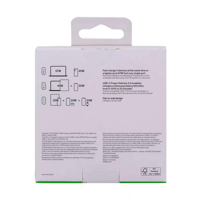 Belkin BoostCharge laptop, smartphone, Universal bianco caricabatterie rapido AC da interno