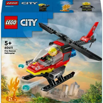 LEGO City Elicottero dei vigili del fuoco 60411 giocattolo da costruzione, 85 pezzi, pale rotanti, 1 minifigure, età 5+ (220×90×60 mm)