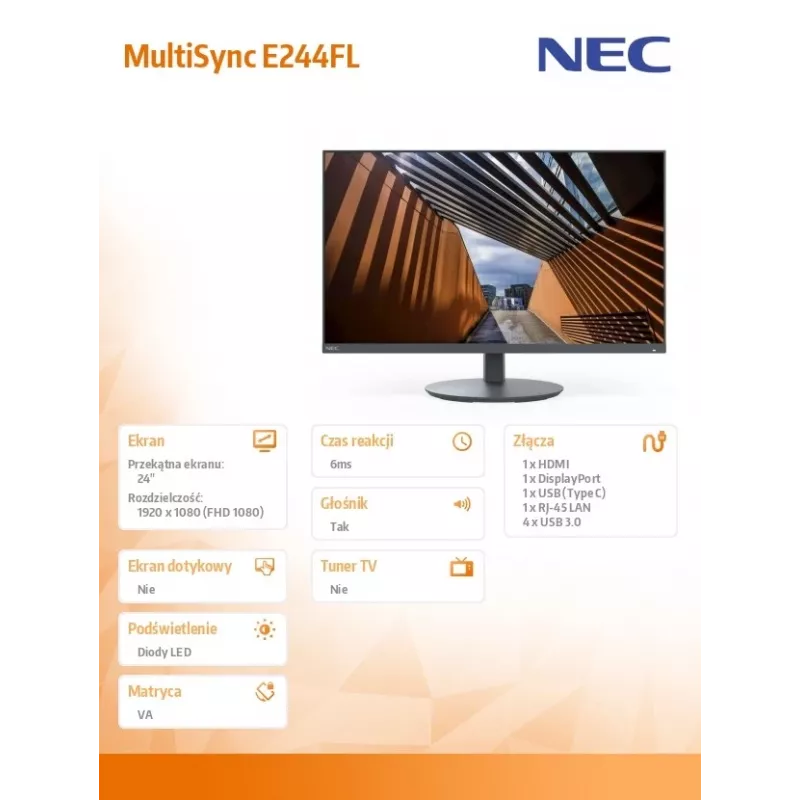 Monitor per computer NEC MultiSync E244FL 61 cm (24