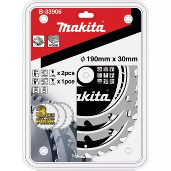 Set lame per sega circolare MAKFORCE B-33906, Ø 190mm, 12Z / 24Z (3 pezzi, foro 30mm)