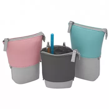 Astuccio morbido WEDO My Butler – tessuto, similpelle, poliestere, 170×80×60 mm, grigio/rosa