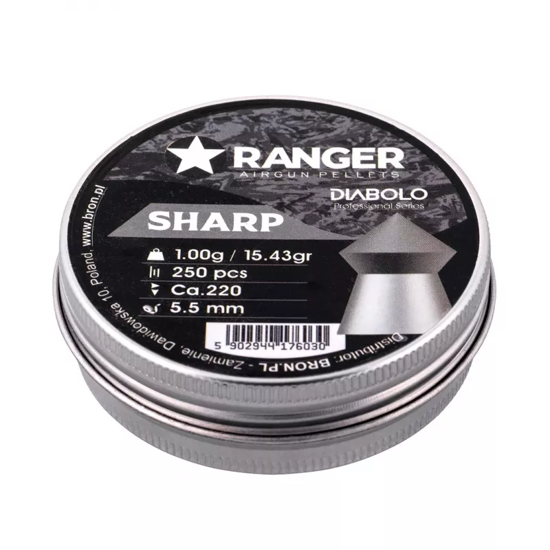 Diabolo RANGER PRORO 5,5 mm, forma Diabolo, argento, 250 pezzi, dispenser in alluminio