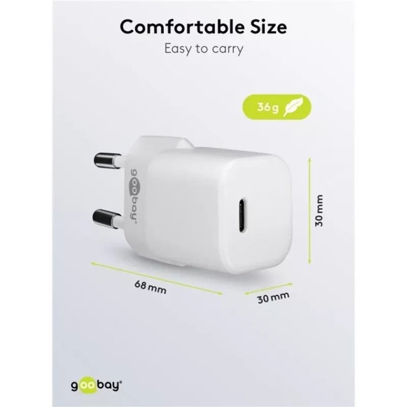 Goobay caricabatterie rapido AC universale nero per interni 65403 USB Type-C 110-240V