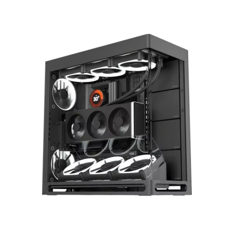 Case PC HAVN HS 420 VGPU, Midi-Tower, E-ATX, vetro temperato, cavo riser PCIe-5.0 - nero