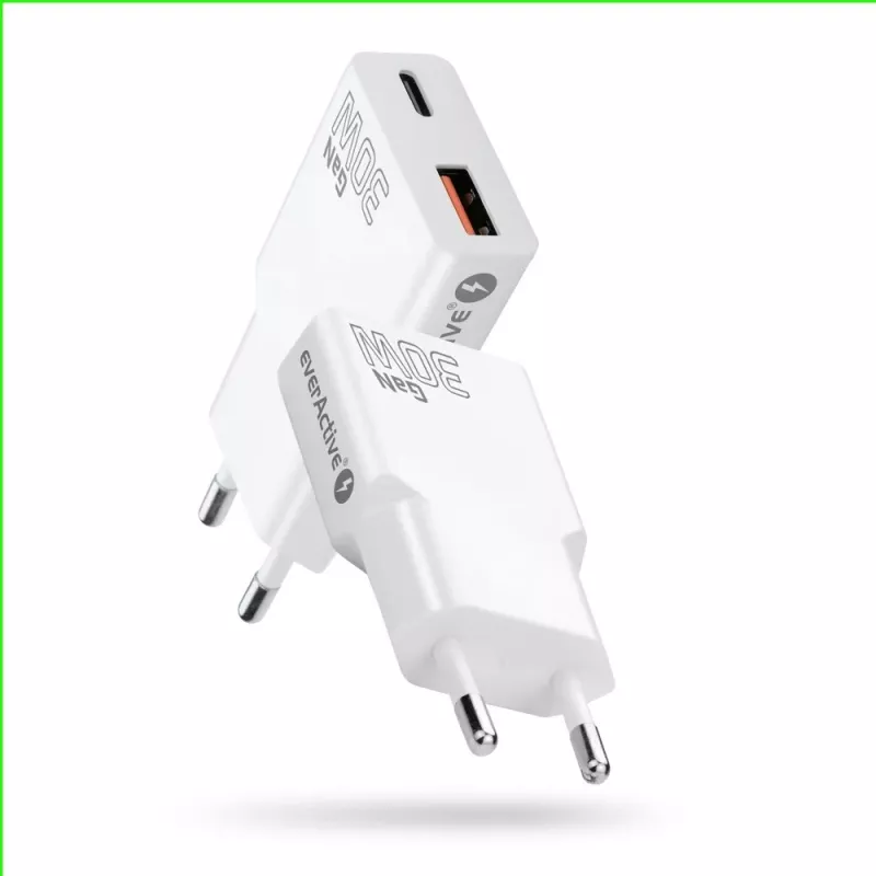 Caricabatterie universale da parete USB everActive SC-380Q super sottile QC 3.0 – Quick Charge 3.0, design compatto