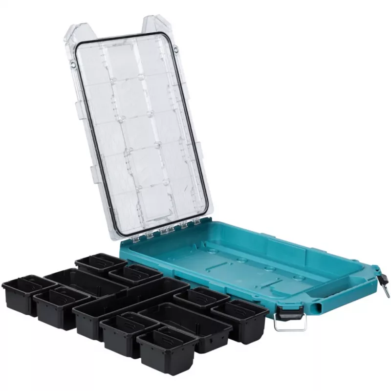 MAKTRAK organizer Flat M, cassetta utensili blu/trasparente, coperchio trasparente