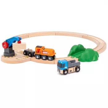 Brio World Set di partenza treno merci con gru