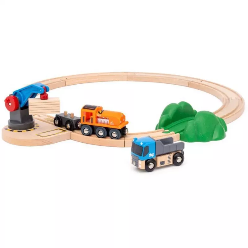 Brio World Set di partenza treno merci con gru