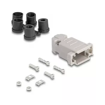 Custodia D-Sub DELOCK 9 poli con guarnizioni in gomma, plastica, nero/grigio, 41,6×31,6×19,8 mm