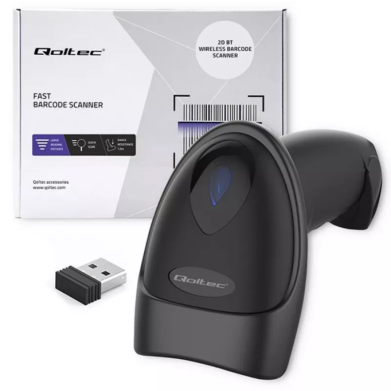 Lettore di codici a barre QOLTEC 50880 1D/2D USB — scanner palmare con interfaccia USB