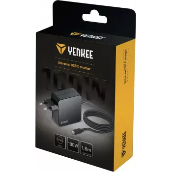 Caricabatterie YENKEE YAU C100 100W con cavo da 1,8 m – caricabatterie rapido per dispositivi mobili