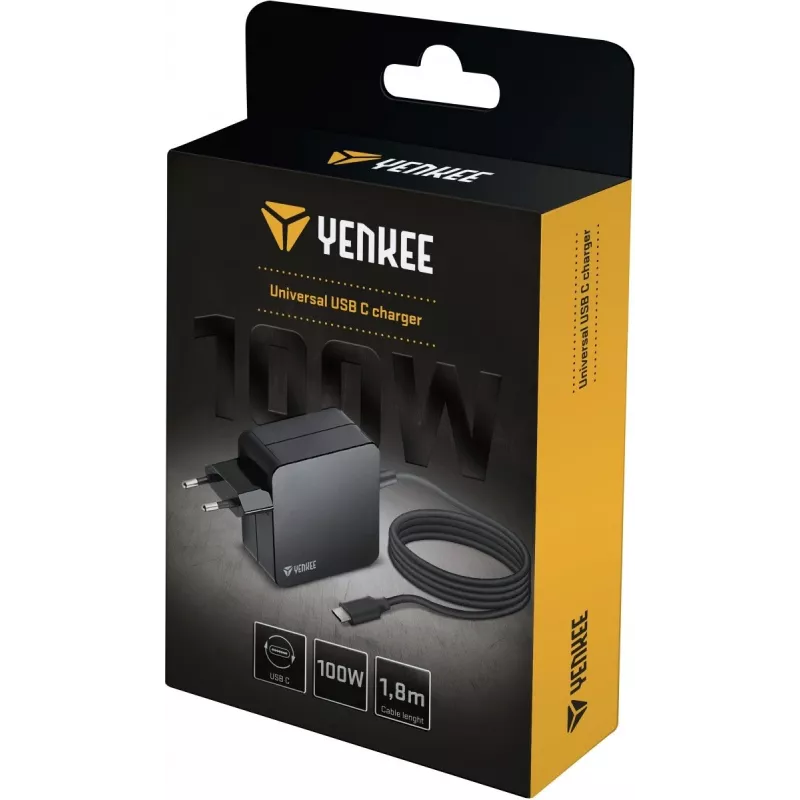 Caricabatterie YENKEE YAU C100 100W con cavo da 1,8 m – caricabatterie rapido per dispositivi mobili