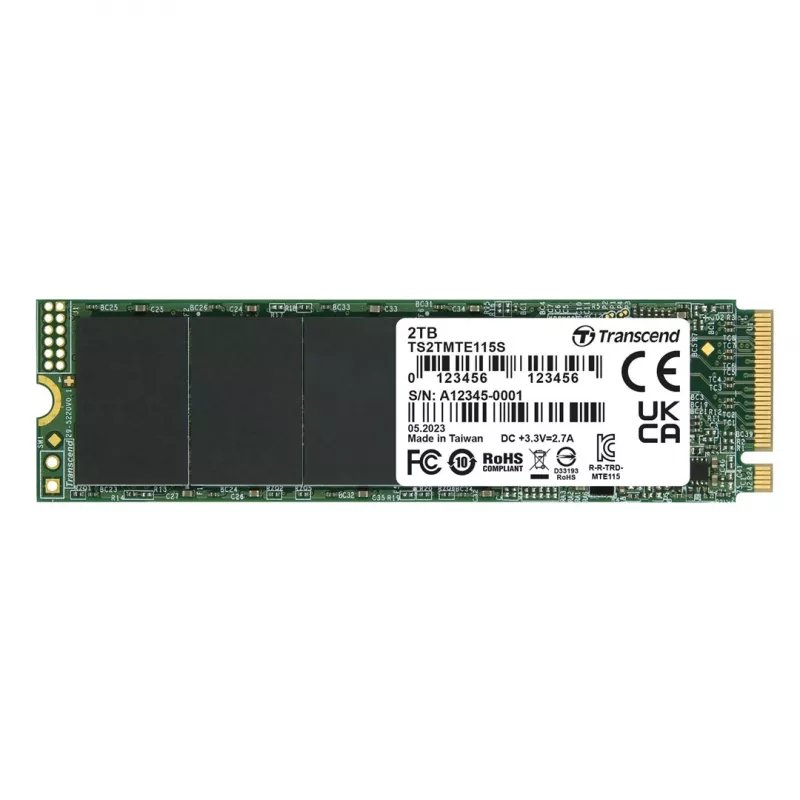 Transcend 115S - SSD - 2TB - interno - M.2 2280 (doppia faccia) - PCIe 3.0 x4 (NVMe) (TS2TMTE115S)