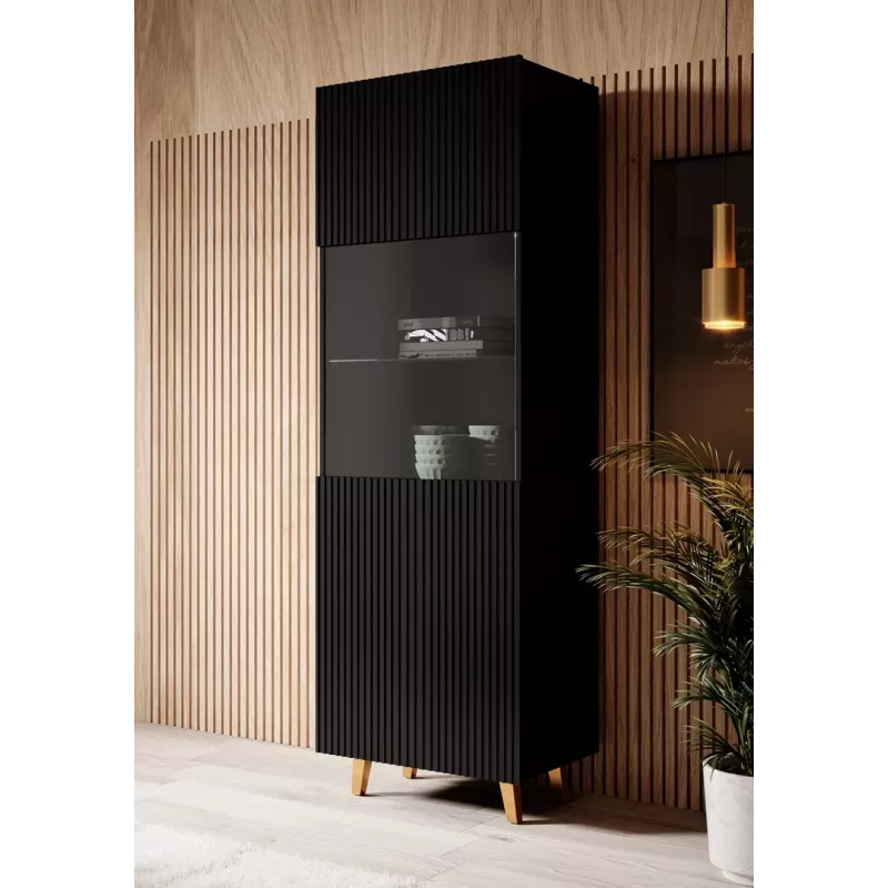Armadio vetrina Cama Meble PAFOS 60x40x182 cm nero opaco — armadio da terra