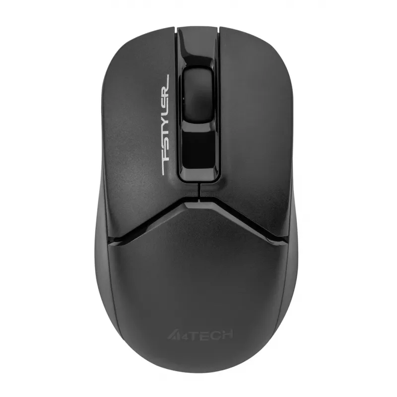 Mouse ottico wireless A4Tech FM12S nero — 1200 dpi, ricevitore RF nano, 3 tasti, batteria AA