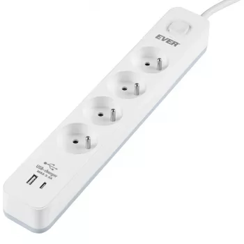 Ciabatta con protezione da sovratensione PROTECT 4PL 1A1C USB T/LZ12-PRO015/1000