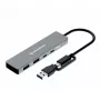 Hub USB GrauGear G-HUB2C2A-10G — 4 porte USB 3.2 Gen 1 (2x Type-C, 2x Type-A), 10 Gbit/s, 100 W, alluminio, grigio