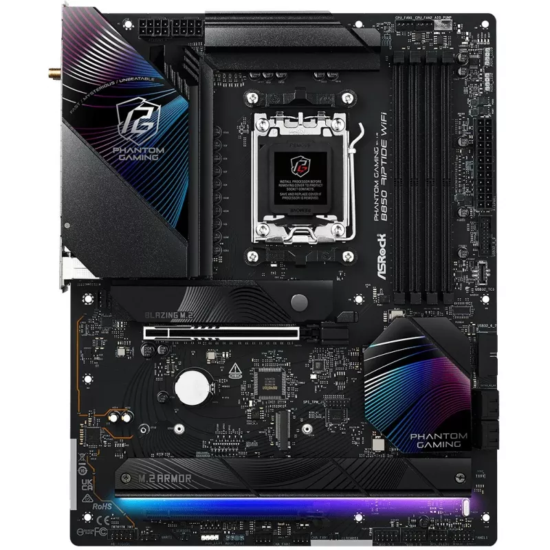 Scheda madre ASRock Phantom Gaming B850 Riptide WiFi — AMD B850, socket AM5, ATX, DDR5, 4x M.2, Wi-Fi 7, LAN 2.5Gb