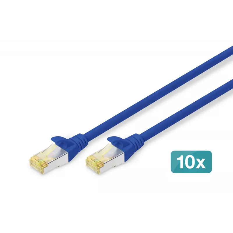 Cavo patch DIGITUS CAT 6A S/FTP DK-1644-A-010-B-10, 1 m, blu, 10 pz.