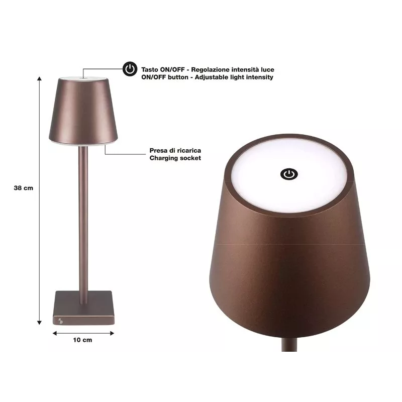 Lampada da tavolo ricaricabile Beper P201UTP103, interruttore touch, 2 W
