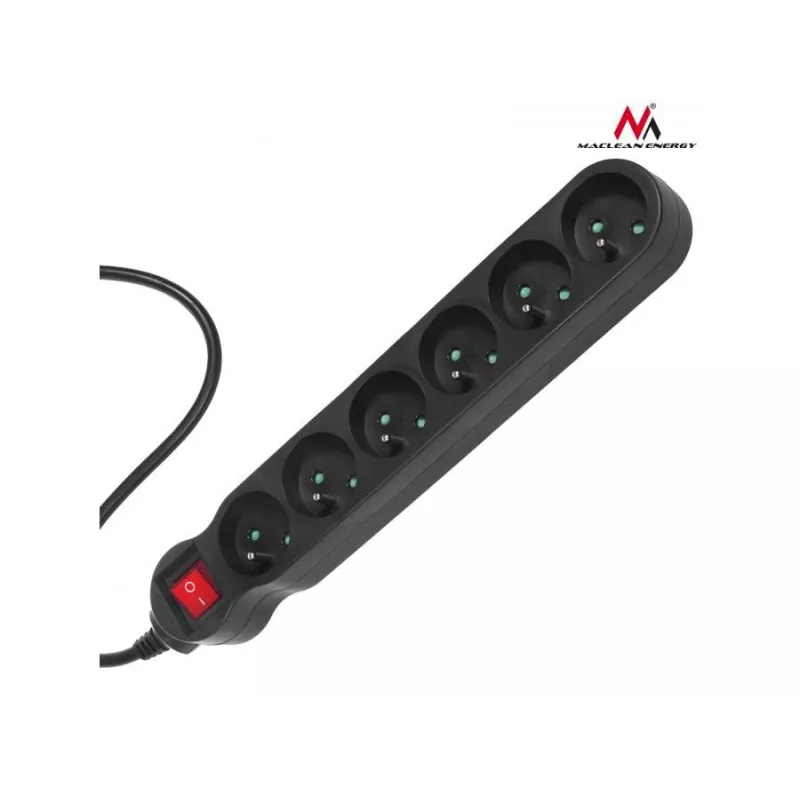 Prolunga Maclean MCE188 5m 6 prese uso interno nero