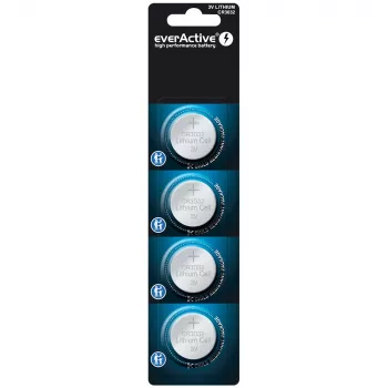 Batteria al litio a bottone everActive CR3032, 3V, 580 mAh, pila a bottone, confezione da 4
