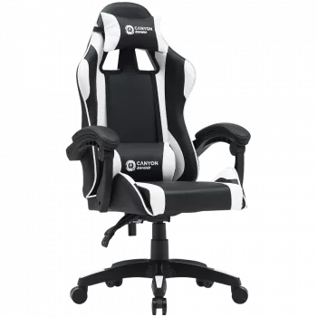 Sedia gaming CANYON Core SGCH2 — nero/bianco, design ergonomico, regolabile in altezza