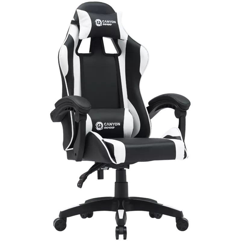 Sedia gaming CANYON Core SGCH2 — nero/bianco, design ergonomico, regolabile in altezza
