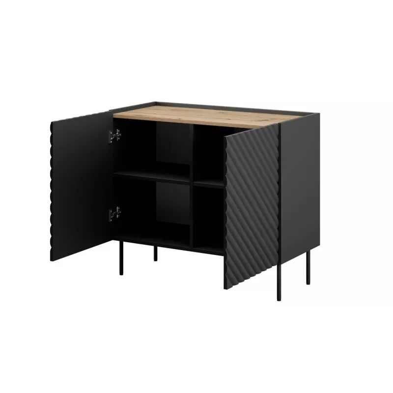 Comò Cama Meble ONDA 2D 98x45x85 cm, nero, struttura in truciolare