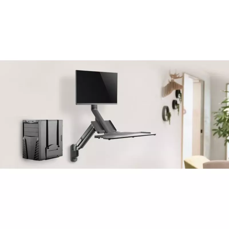 Workstation da parete MACLEAN MC-838 con molla a gas per monitor, tastiera e PC