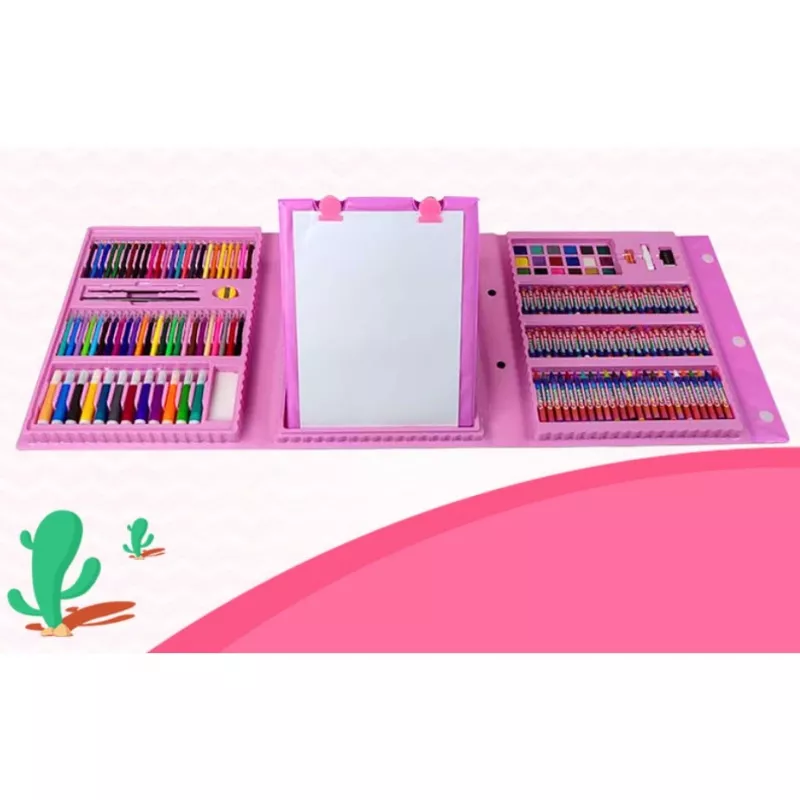 Set artistico Extralink 208 pezzi — set da pittura con pennelli, colori, pennarelli