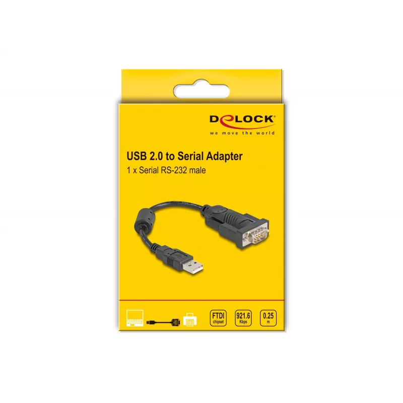 DeLOCK 61549 cavo seriale nero 0,25 m USB Type-A RS-232