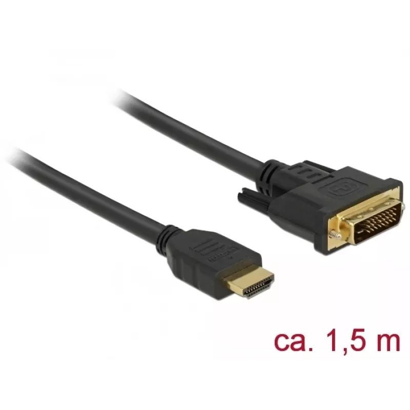 Adattatore cavo video DeLOCK 85653 1,5 m HDMI Type-A DVI nero