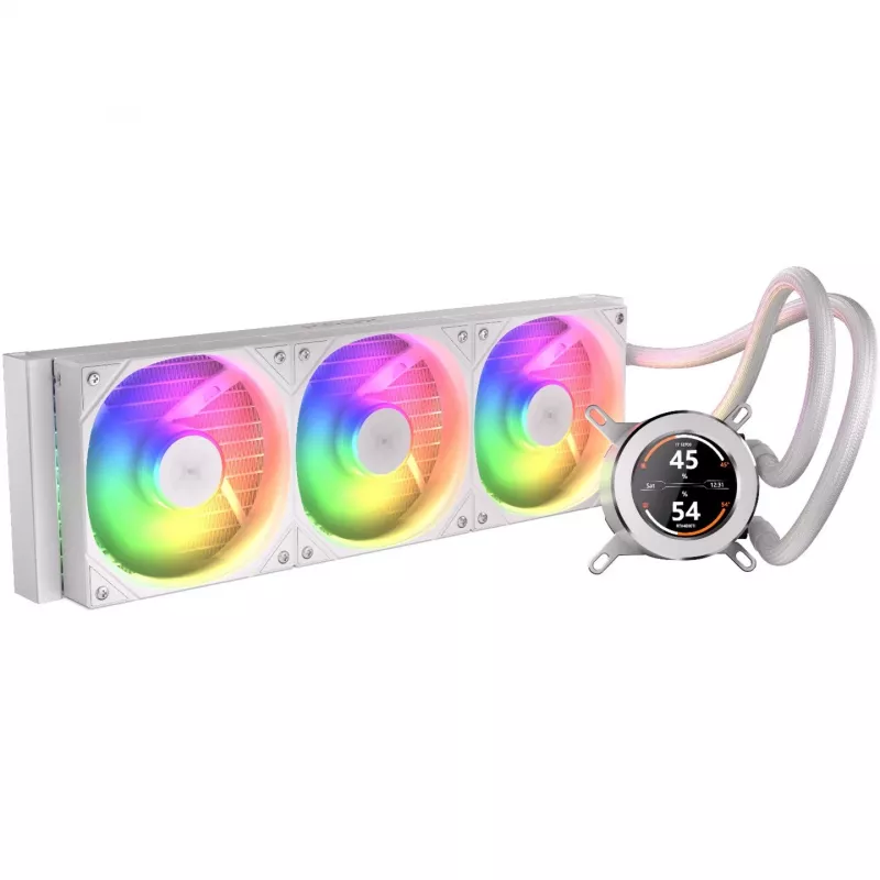 KRUX HydroGlance 360 ARGB dissipatore a liquido AIO con LCD, 360 mm, bianco