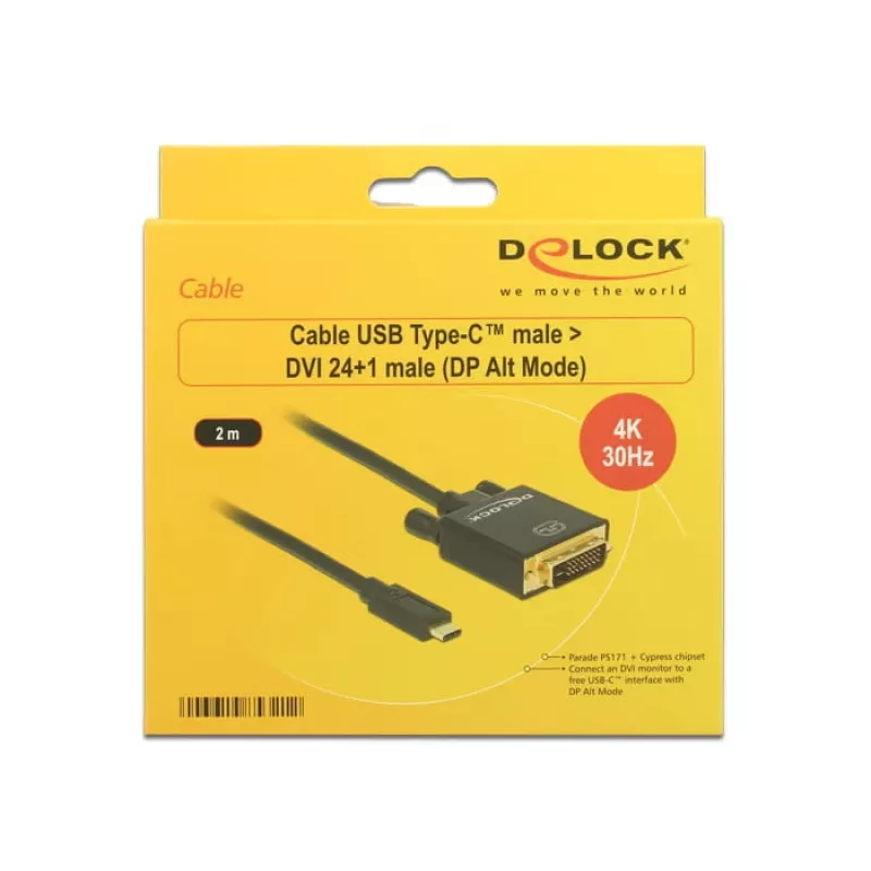 Adattatore USB-C a DVI DeLOCK 85321 2m
