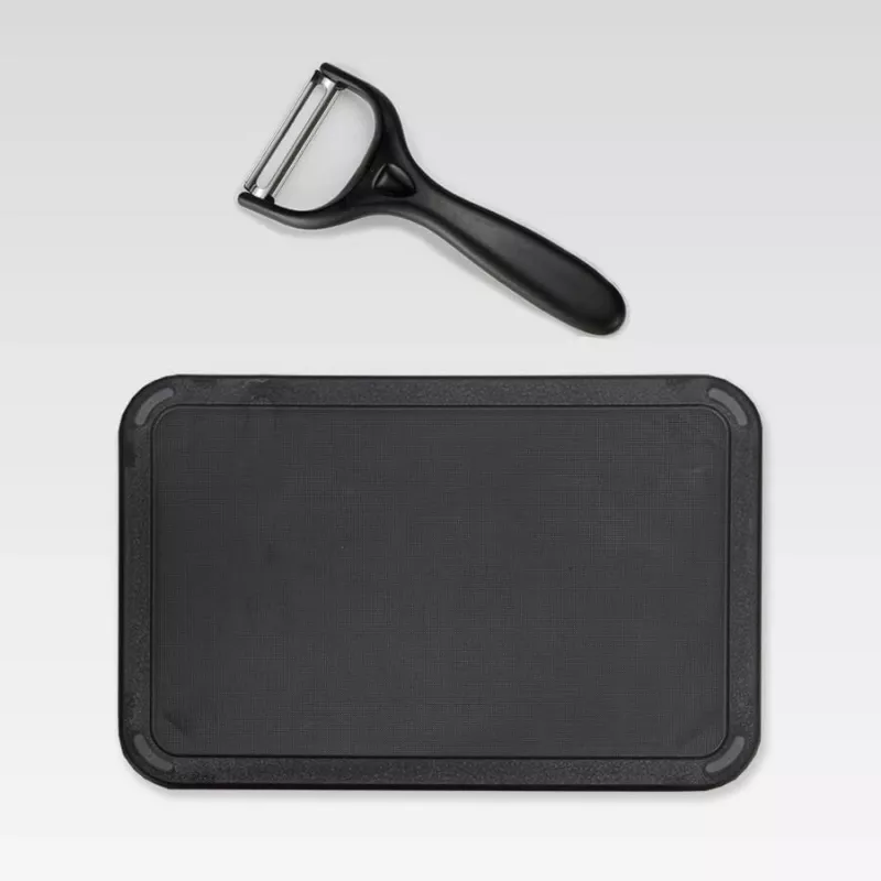 Set blocco coltelli e posate Maestro MR-1413 – nero, 8 pezzi, lame in acciaio inox con supporto, portarotolo