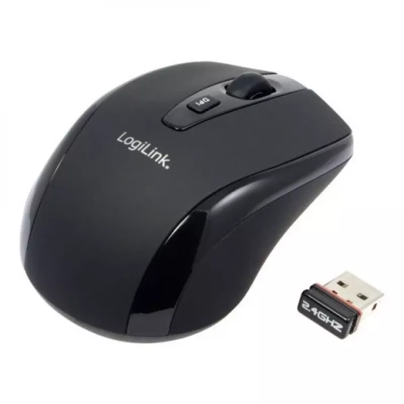 LogiLink Mouse ottico wireless 2,4 GHz Mini - Mouse - ottico - 3 tasti - wireless - 2,4 GHz - ricevitore wireless (USB) - Nero (ID0031)