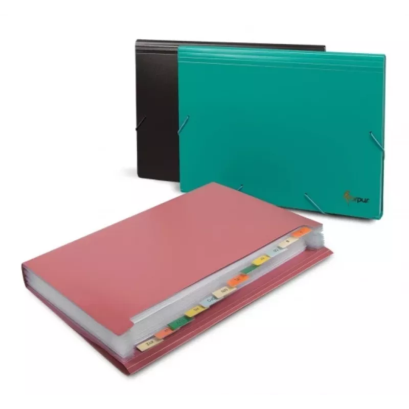 Cartella con elastici Forpus, A4, plastica, nero, 12 scomparti 0816-024