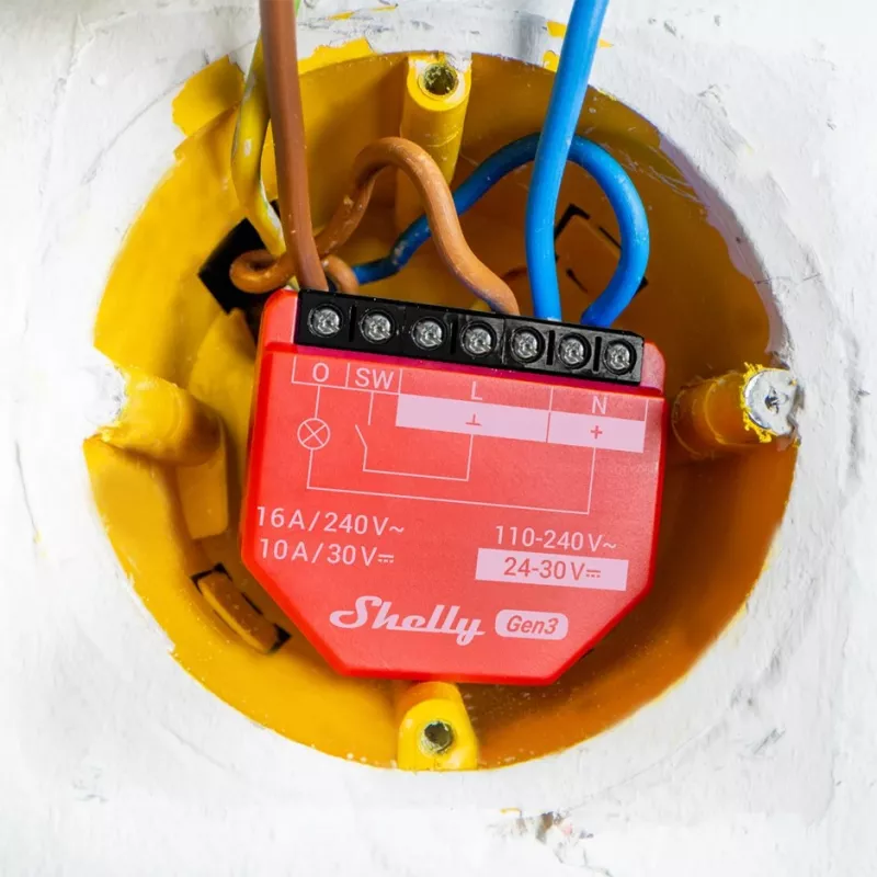 Shelly 1PM Gen3 relè Wi-Fi/Bluetooth, 16 A, con misurazione della potenza