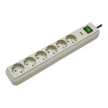 Ciabatta Eco-Line 6 prese (grigio chiaro, 1,5 metri, protezione da sovratensione 13.500A)