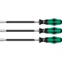 391/3 set cacciaviti per fascette stringitubo nero/verde, 3 pezzi, con gambo flessibile