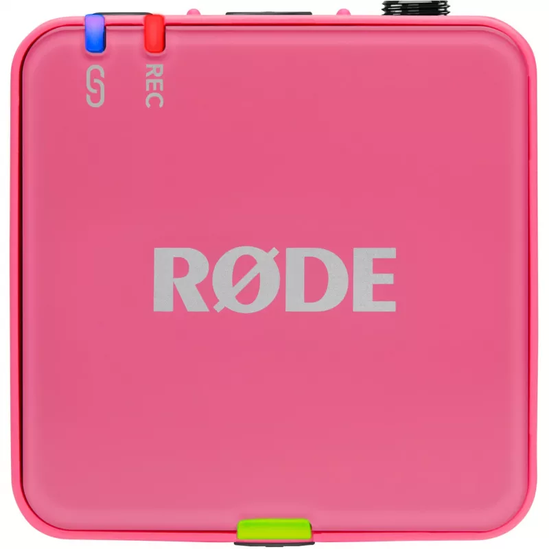 Microfono wireless RODE Wireless GO III Rosa — sistema trasmettitore e ricevitore compatto a due canali