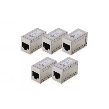 DIGITUS giunti modulari CAT 6, schermati, 5 pezzi, RJ-45, contatti dorati, argento