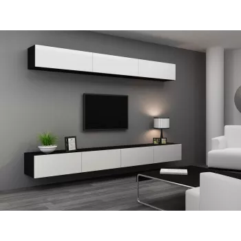 Armadietto Cama VIGO 90 chiuso 90/35/32 nero/bianco lucido