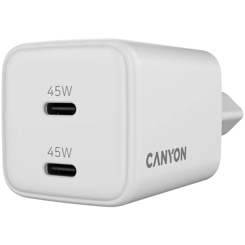 Caricabatterie Canyon CU45CC GaN 45 W 2xPD, bianco (CNS-CUW45CC)