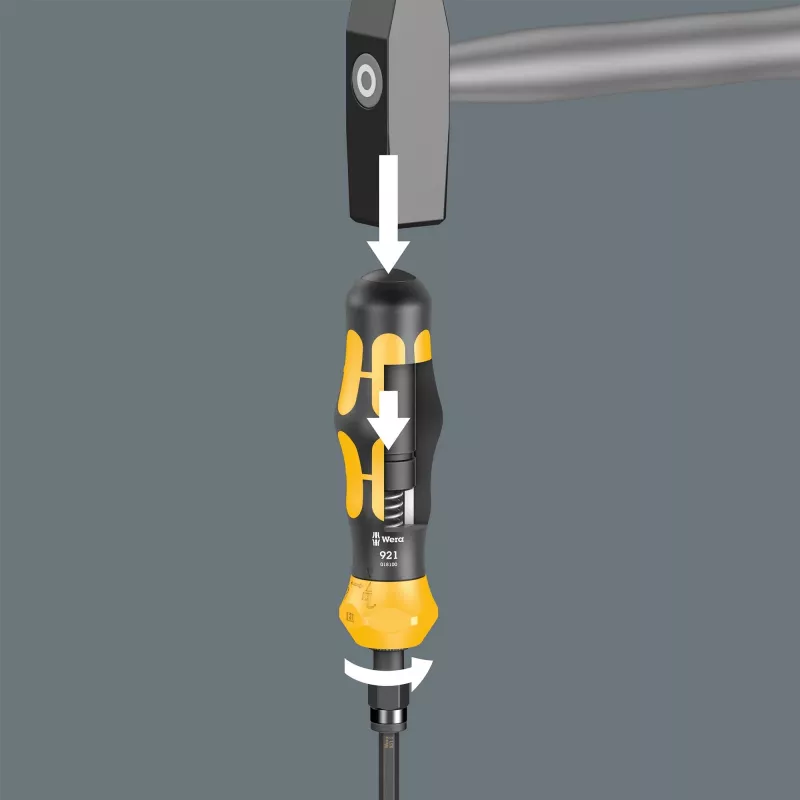Wera 05018110001 Kraftform Kompakt 900 Set 1 set di cacciaviti con cacciavite a percussione e inserti, 19 pezzi, 1/4", nero/giallo