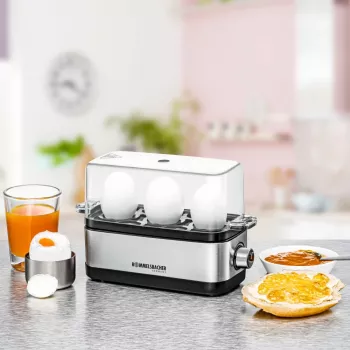 Cuociuova Rommelsbacher ER 300 — 3 uova acciaio inox, 300 W, coperchio trasparente