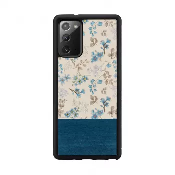 Custodia per cellulare Man and Wood Galaxy Note 20 — fiore blu su nero