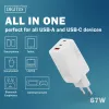 Caricabatterie da parete DIGITUS DA-10303 67W GaN, 2× USB-C + 1× USB-A, 100–240V, bianco