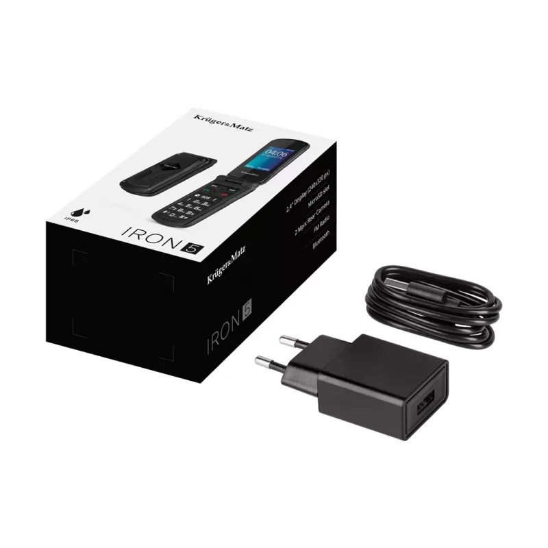 Telefono flip Kruger & Matz Iron 5 Flip KM0466 — Dual-SIM, display 2,4 pollici, IP68/IP69K, 1200 mAh
